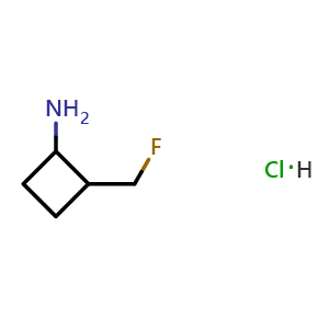 Chemical structure of 2-(fluoromethyl)cyclobutanamine hydrochloride , CAS 2503206-91-3, AChemBlock U134322
