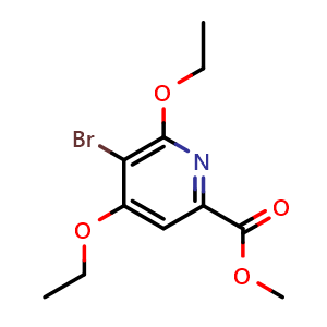 Chemical structure of methyl 5-bromo-4,6-diethoxy-pyridine-2-carboxylate , CAS 2504032-30-6, AChemBlock U134325