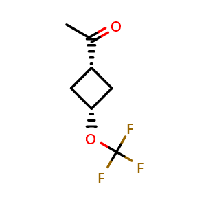 Chemical structure of cis-1-[3-(trifluoromethoxy)cyclobutyl]ethanone , CAS 2529549-44-6, AChemBlock U134344