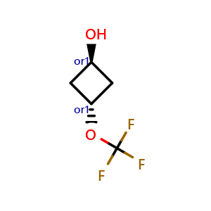 Chemical structure of trans-3-(trifluoromethoxy)cyclobutanol , CAS 2529550-69-2, AChemBlock U134346