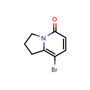 Chemical structure of 8-bromo-2,3-dihydro-1H-indolizin-5-one , CAS 253195-80-1, AChemBlock U134349