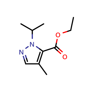 Chemical structure of ethyl 2-isopropyl-4-methyl-pyrazole-3-carboxylate , CAS 2540505-42-6, AChemBlock U134354