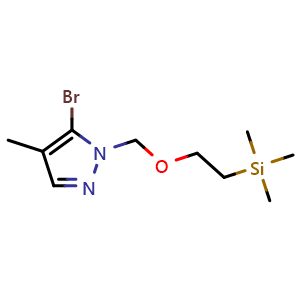 Chemical structure of 2-[(5-bromo-4-methyl-pyrazol-1-yl)methoxy]ethyl-trimethyl-silane , CAS 2550513-13-6, AChemBlock U134362