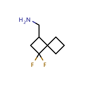 Chemical structure of (3,3-difluorospiro[3.3]heptan-1-yl)methanamine , CAS 2567495-93-4, AChemBlock U134392