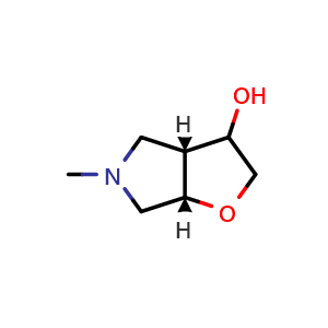 Chemical structure of (3aR,6aS)-5-methyl-2,3,3a,4,6,6a-hexahydrofuro[2,3-c]pyrrol-3-ol , CAS 2568892-22-6, AChemBlock U134418