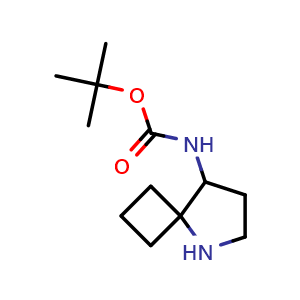 Chemical structure of tert-butyl N-(5-azaspiro[3.4]octan-8-yl)carbamate , CAS 2568929-07-5, AChemBlock U134422