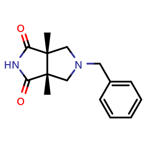 Chemical structure of cis-5-benzyl-3a,6a-dimethyl-4,6-dihydropyrrolo[3,4-c]pyrrole-1,3-dione , CAS 2574525-03-2, AChemBlock U134428