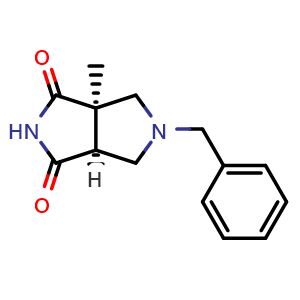 Chemical structure of cis-5-benzyl-3a-methyl-6,6a-dihydro-4H-pyrrolo[3,4-c]pyrrole-1,3-dione , CAS 2574525-13-4, AChemBlock U134429