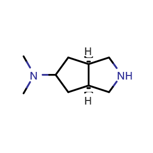 Chemical structure of cis-N,N-dimethyl-1,2,3,3a,4,5,6,6a-octahydrocyclopenta[c]pyrrol-5-amine , CAS 2580357-88-4, AChemBlock U134435