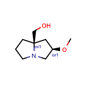 Chemical structure of rel-((2R,7aR)-2-methoxytetrahydro-1H-pyrrolizin-7a(5H)-yl)methanol , CAS 2621934-74-3, AChemBlock U134534
