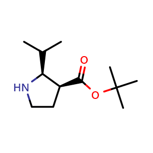 Chemical structure of tert-Butyl (2S,3S)-2-isopropylpyrrolidine-3-carboxylate , CAS 2639377-97-0, AChemBlock U134556