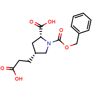 Chemical structure of (2R,4R)-1-benzyloxycarbonyl-4-(2-carboxyethyl)pyrrolidine-2-carboxylic acid , CAS 2639392-36-0, AChemBlock U134560