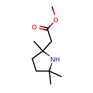 Chemical structure of methyl 2-(2,5,5-trimethylpyrrolidin-2-yl)acetate , CAS 2639433-91-1, AChemBlock U134563