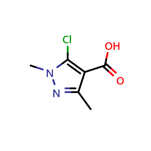Chemical structure of 5-chloro-1,3-dimethyl-pyrazole-4-carboxylic acid , CAS 27006-82-2, AChemBlock U134577
