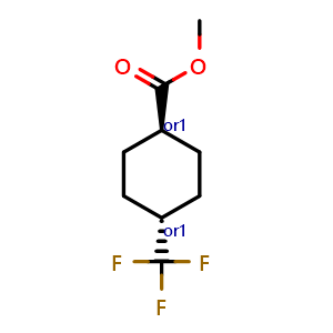 Chemical structure of methyl trans-4-(trifluoromethyl)cyclohexanecarboxylate , CAS 27705-11-9, AChemBlock U134580