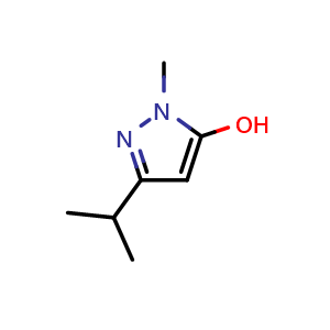 Chemical structure of 5-isopropyl-2-methyl-pyrazol-3-ol , CAS 29939-24-0, AChemBlock U134596