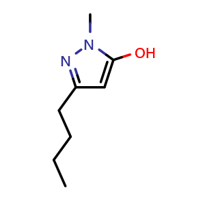 Chemical structure of 5-butyl-2-methyl-pyrazol-3-ol , CAS 29939-25-1, AChemBlock U134597