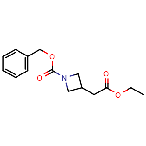 Chemical structure of benzyl 3-(2-ethoxy-2-oxo-ethyl)azetidine-1-carboxylate , CAS 319470-11-6, AChemBlock U134613