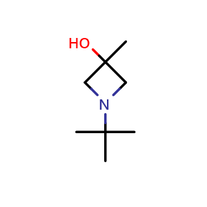 Chemical structure of 1-tert-butyl-3-methyl-azetidin-3-ol , CAS 35197-00-3, AChemBlock U134631