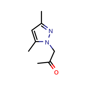 Chemical structure of 1-(3,5-dimethylpyrazol-1-yl)propan-2-one , CAS 361343-66-0, AChemBlock U134640