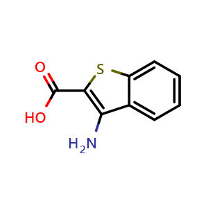 Chemical structure of 3-aminobenzothiophene-2-carboxylic acid , CAS 40142-71-0, AChemBlock U134653