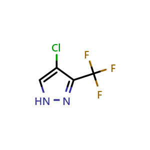 Chemical structure of 4-Chloro-3-(trifluoromethyl)-1H-pyrazole , CAS 401517-15-5, AChemBlock U134654