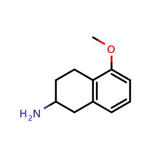 Chemical structure of 5-methoxytetralin-2-amine , CAS 4018-91-1, AChemBlock U134656