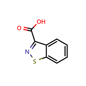 Chemical structure of 1,2-benzothiazole-3-carboxylic acid , CAS 40991-34-2, AChemBlock U134661