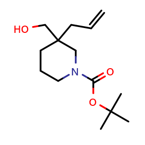 Chemical structure of tert-butyl 3-allyl-3-(hydroxymethyl)piperidine-1-carboxylate , CAS 441773-93-9, AChemBlock U134669