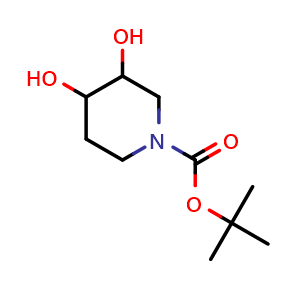 Chemical structure of tert-butyl 3,4-dihydroxypiperidine-1-carboxylate , CAS 475062-48-7, AChemBlock U134674