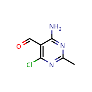Chemical structure of 4-amino-6-chloro-2-methyl-pyrimidine-5-carbaldehyde , CAS 51290-87-0, AChemBlock U134684