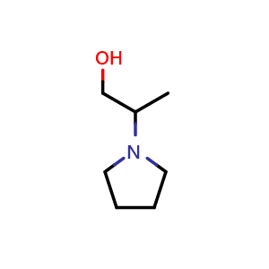 Chemical structure of 2-pyrrolidin-1-ylpropan-1-ol , CAS 53663-19-7, AChemBlock U134698