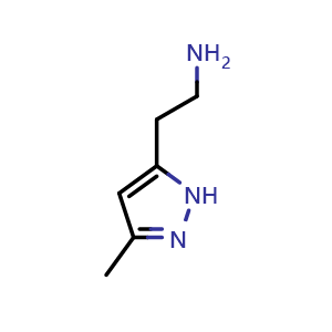 Chemical structure of 2-(3-methyl-1H-pyrazol-5-yl)ethanamine , CAS 54055-40-2, AChemBlock U134700