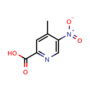Chemical structure of 4-methyl-5-nitro-pyridine-2-carboxylic acid , CAS 5832-43-9, AChemBlock U134715