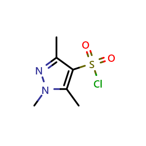 Chemical structure of 1,3,5-trimethylpyrazole-4-sulfonyl chloride , CAS 59340-27-1, AChemBlock U134723
