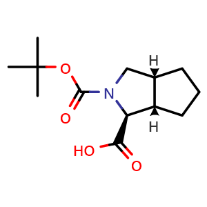 Chemical structure of (3S,3aS,6aR)-2-tert-butoxycarbonyl-3,3a,4,5,6,6a-hexahydro-1H-cyclopenta[c]pyrrole-3-carboxylic acid , CAS 597569-42-1, AChemBlock U134726