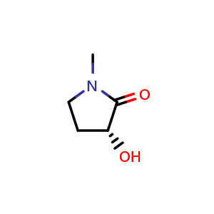 Chemical structure of (3R)-3-hydroxy-1-methyl-pyrrolidin-2-one , CAS 614754-24-4, AChemBlock U134736