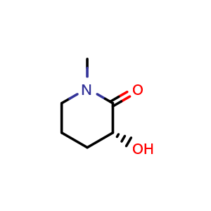 Chemical structure of (3R)-3-hydroxy-1-methyl-piperidin-2-one , CAS 614754-30-2, AChemBlock U134738