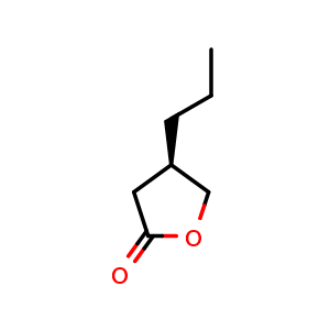 Chemical structure of (4R)-4-propyltetrahydrofuran-2-one , CAS 63095-51-2, AChemBlock U134744