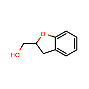 Chemical structure of 2,3-dihydrobenzofuran-2-ylmethanol , CAS 66158-96-1, AChemBlock U134759