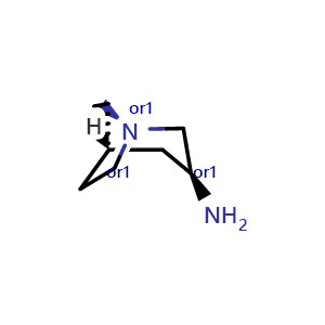 Chemical structure of exo-1-azabicyclo[3.2.1]octan-3-amine , CAS 738575-19-4, AChemBlock U134789