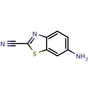 Chemical structure of 6-amino-1,3-benzothiazole-2-carbonitrile , CAS 7724-12-1, AChemBlock U134803