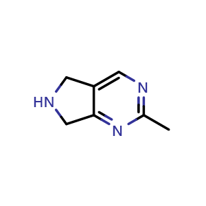 Chemical structure of 2-methyl-6,7-dihydro-5H-pyrrolo[3,4-d]pyrimidine , CAS 787541-88-2, AChemBlock U134811
