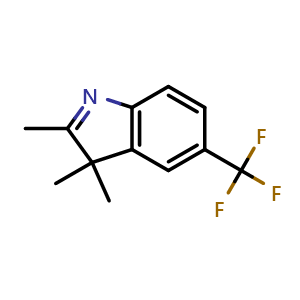 Chemical structure of 2,3,3-trimethyl-5-(trifluoromethyl)indole , CAS 81558-22-7, AChemBlock U134822