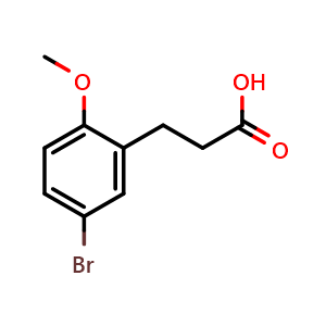 Chemical structure of 3-(5-bromo-2-methoxy-phenyl)propanoic acid , CAS 82547-30-6, AChemBlock U134827