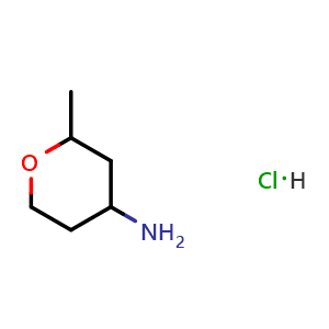 Chemical structure of 2-methyltetrahydropyran-4-amine hydrochloride , CAS 827046-87-7, AChemBlock U134829