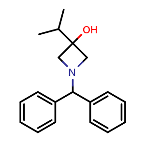 Chemical structure of 1-benzhydryl-3-isopropyl-azetidin-3-ol , CAS 848192-91-6, AChemBlock U134840