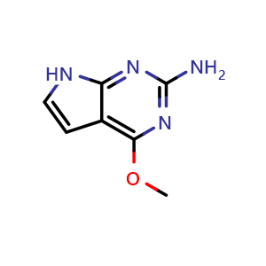 Chemical structure of 4-methoxy-7H-pyrrolo[2,3-d]pyrimidin-2-amine , CAS 84955-32-8, AChemBlock U134842
