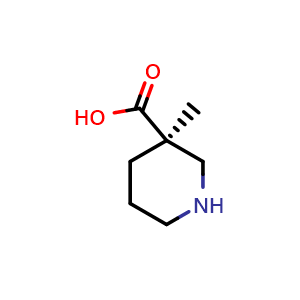Chemical structure of (3R)-3-methylpiperidine-3-carboxylic acid , CAS 855316-56-2, AChemBlock U134851