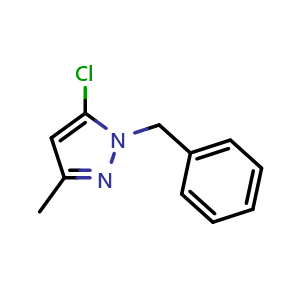 Chemical structure of 1-benzyl-5-chloro-3-methyl-pyrazole , CAS 861585-71-9, AChemBlock U134863